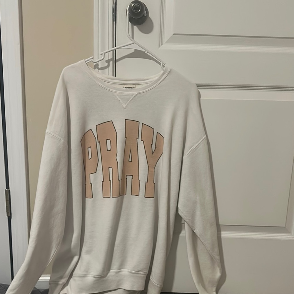 Comfort Colors White and Tan Sweater